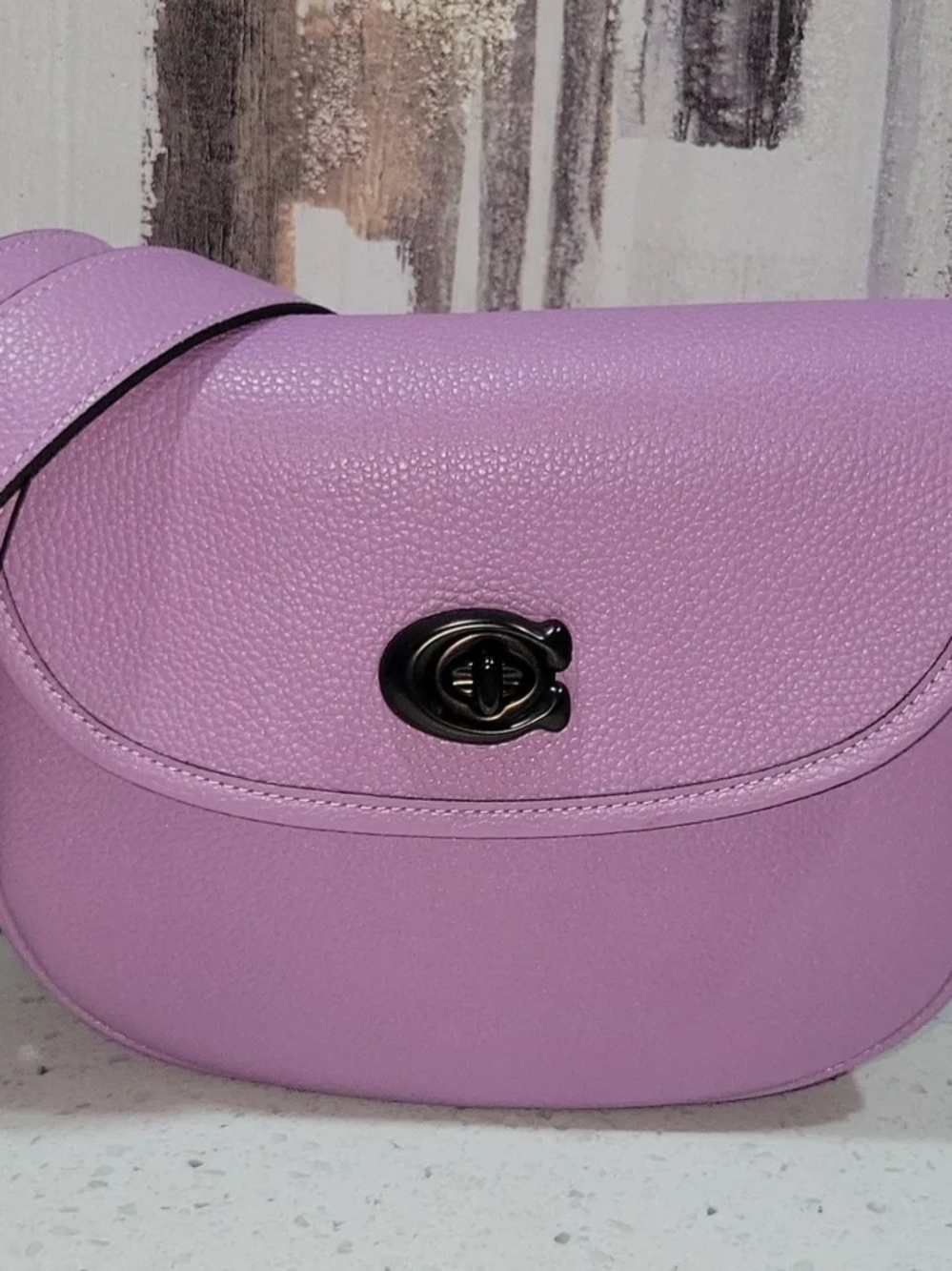 Lavender Coach Willow Pebbled Leather Crossbody Bag